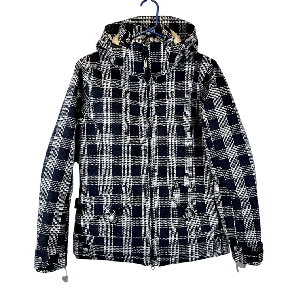 Turbine Boardwear SOHO Snowboard Ski Jacket Black White Check Textured XS
